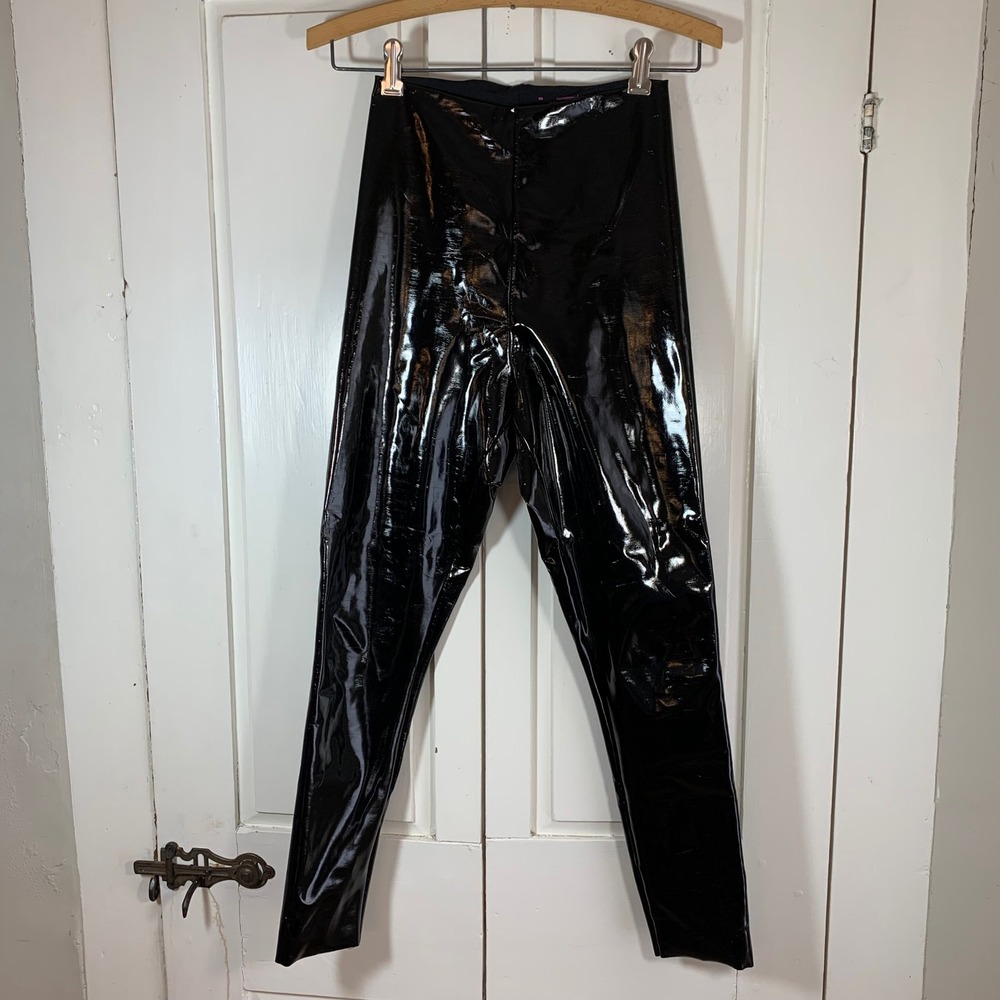 Commando Faux Leather‎ Shiny Black High Waisted Stretch Pants XS USA Sexy Club